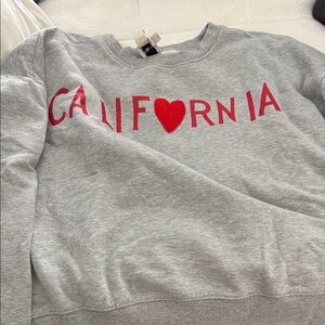 Mauve Gray Sweatshirt with Red California Print